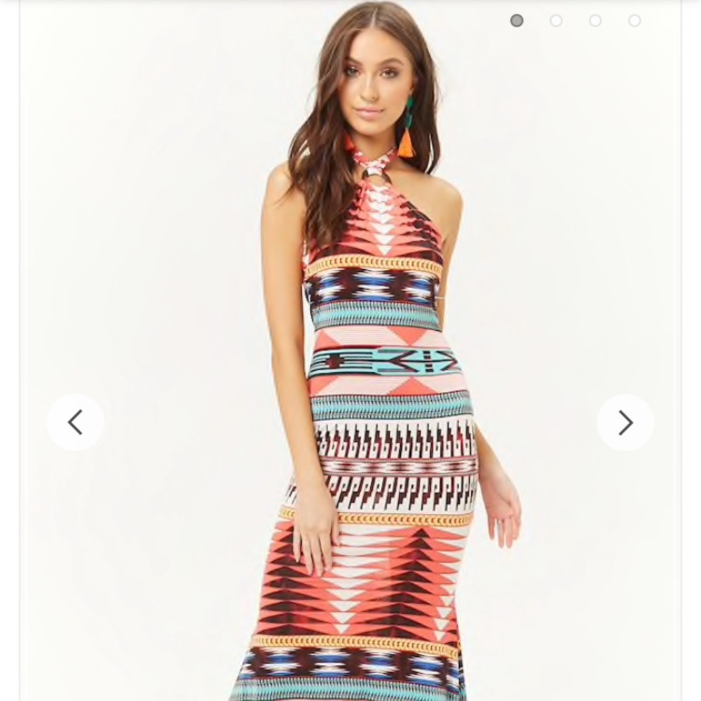 Tribal Inspired Halter Mermaid Dress by Forever 21
